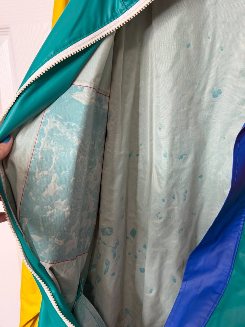 Colorblock Windbreaker Jacket - Teal/Yellow/Red - Picture 5 of 5
